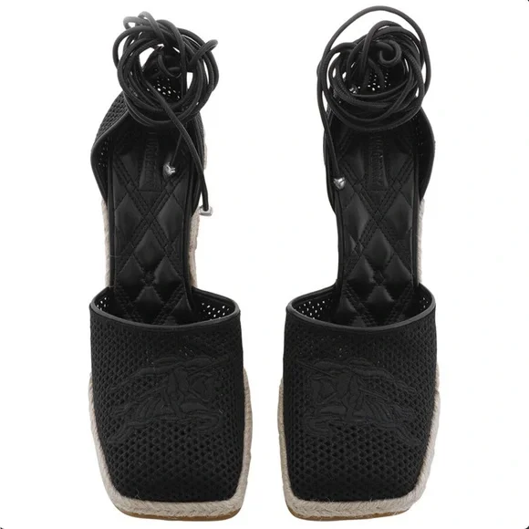 Burberry Black Woven Espadrille Wedges - Picture 3 of 5